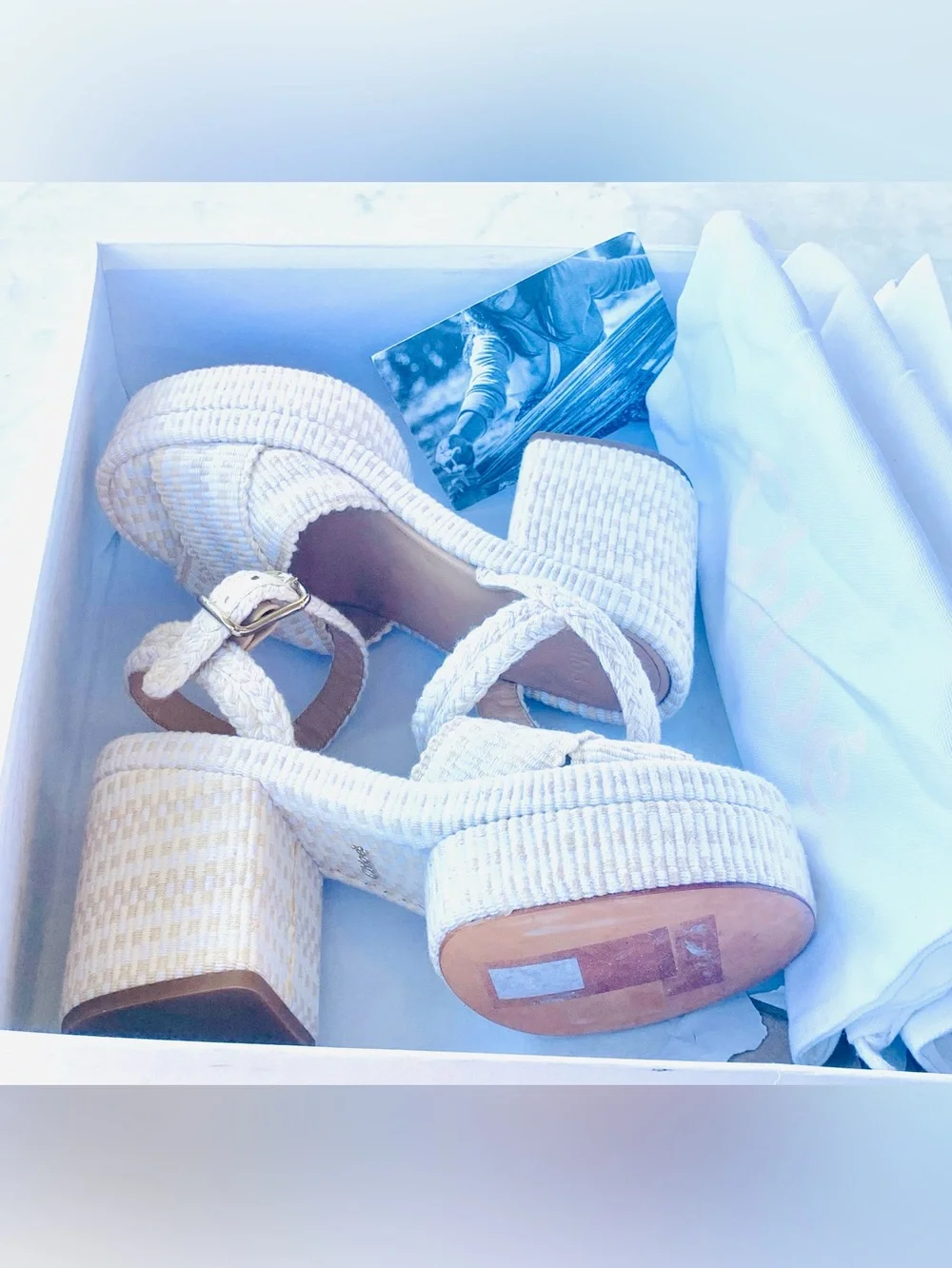 Chloé ODINA Cream Braided COTTON Platform Sandals SZ 36 EGGSHELL